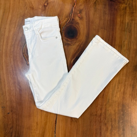 Frame Denim Denim - Frame Denim Women's Jeans 0 Le One Crop Mini boot Stretch White Zip fly O11